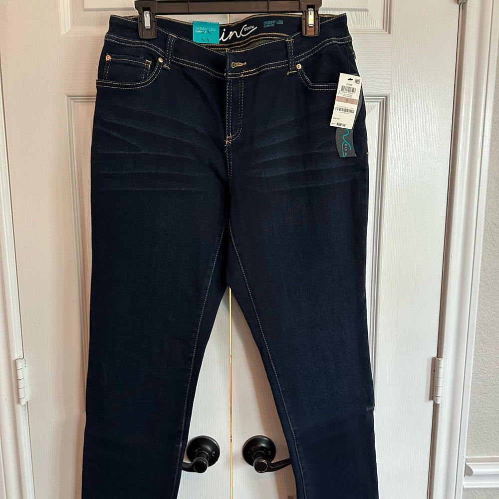 INC International Concepts Blue Skinny Jeans Sleek Fit
